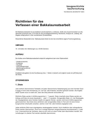 Richtlinien Bakkalaureatsarbeit - Baugeschichte und Bauforschung ...