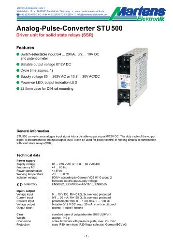 STU500-00- Prospekt - Martens Elektronik GmbH