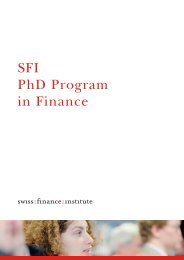 PhD Program in Finance - Swiss Finance Institute