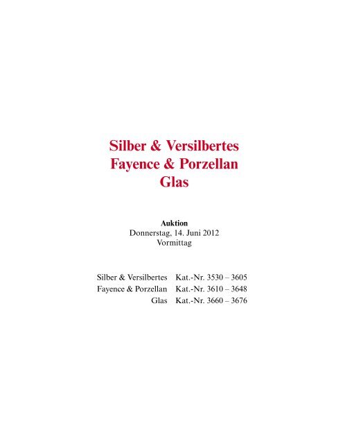 Silber & Versilbertes Fayence & Porzellan Glas - Galerie Fischer ...