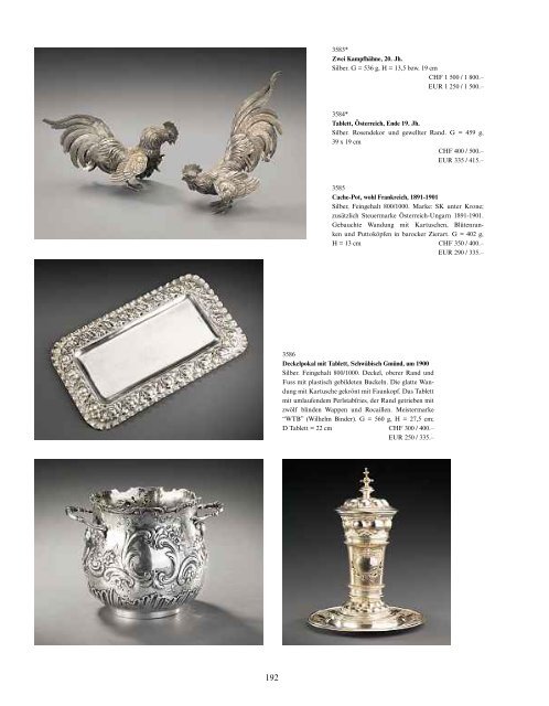Silber & Versilbertes Fayence & Porzellan Glas - Galerie Fischer ...