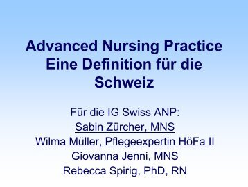 Advanced Nursing Practice Eine Definition für die ... - Swiss ANP