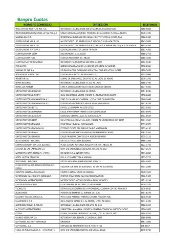 lista de comercios afiliados - Banpro