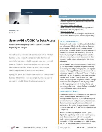 Synergy/DE xfODBC for Data Access - Synergex