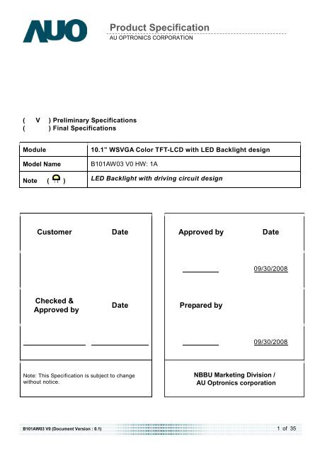 Product Specification