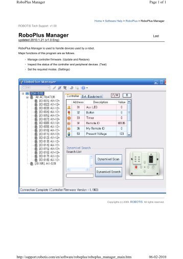 RoboPlus Manager - Robosavvy