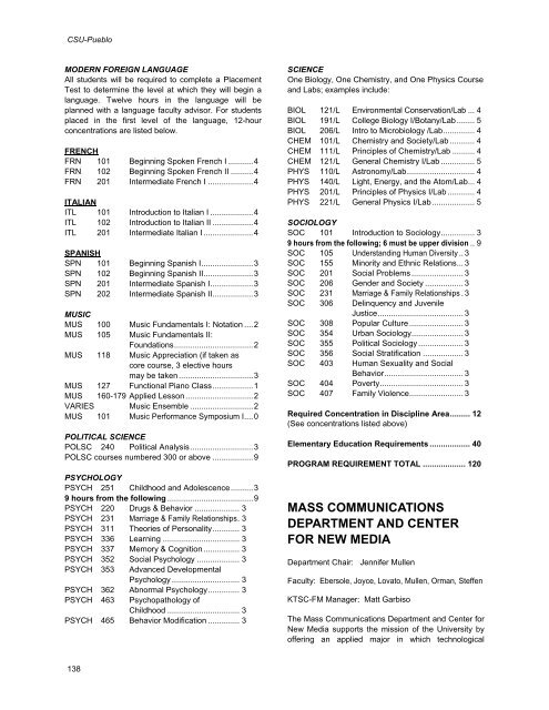 2007-2008 Catalog (PDF) - Colorado State University-Pueblo