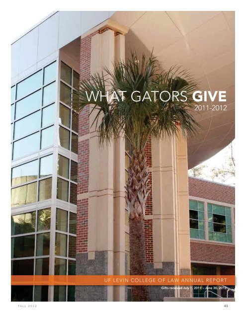 What Gators Give Levin College Of Law University Of Florida