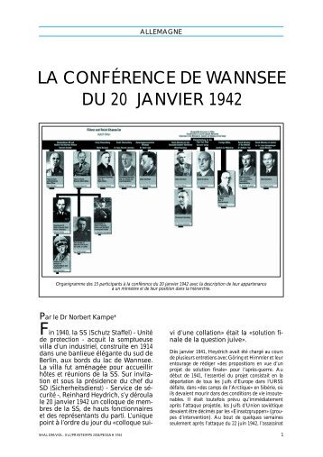 LA CONFÉRENCE DE WANNSEE DU 20 JANVIER 1942 - Shalom