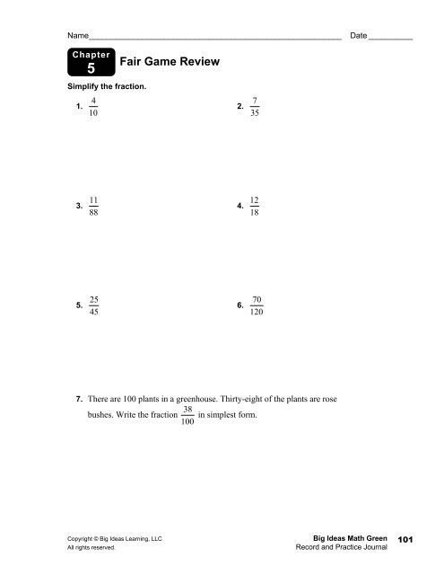 Ch 5 Fair Game Review - pg 1 &2 of pdf - the Stowe School District