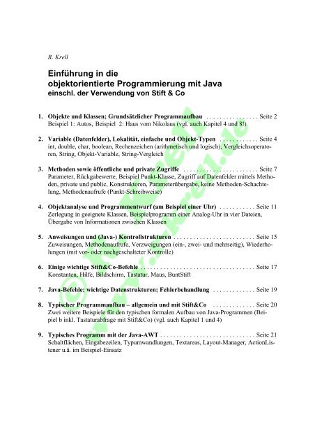 Einfa Hrung In Die Objektorientierte Programmierung Mit Java