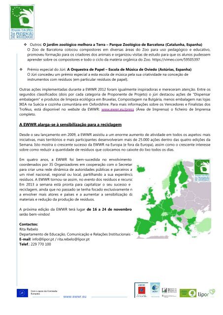 COMUNICADO DE IMPRENSA A Semana Europeia da ... - Lipor