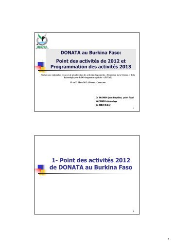 1- Point des activitÃ©s 2012 de DONATA au Burkina Faso - eRails