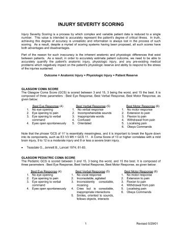 INJURY SEVERITY SCORING - SurgicalCriticalCare.net