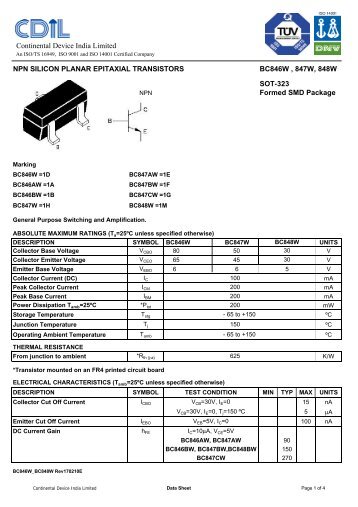 NPN SILICON PLANAR EPITAXIAL TRANSISTORS ... - Micros