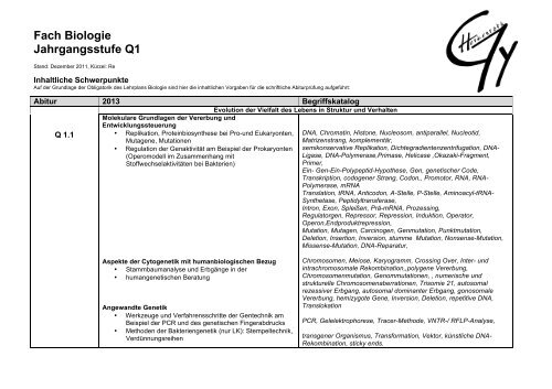 Schulinternes Curriculum Biologie - Gymnasium Herkenrath