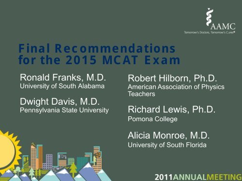 Final Recommendations for the 2015 MCAT Exam - AAMC's ...