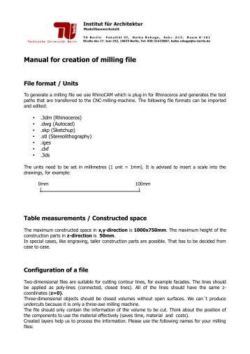 Manual for creation of milling file - Architektur TU Berlin