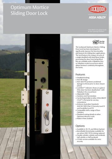 Lockwood Optimum Sliding Door Lock - ASSA ABLOY