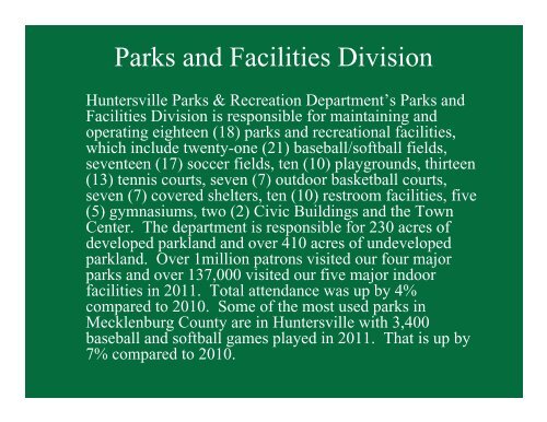 CIVICS 101 PARKS AND RECREATION Wednesday ... - Huntersville