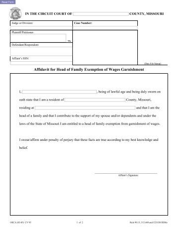 garnishment wage laws wages affidavit exemption