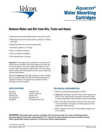 AquaconÃ‚Â® Water Absorbing Cartridges AC Series - Velcon Filters