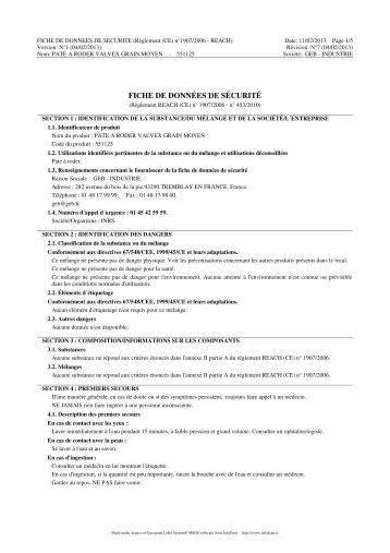 fiche de securite - Geb