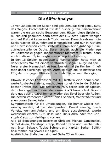 Riedelberg- GeflÃ¼ster Ausgabe zum - FSV Schlierbach