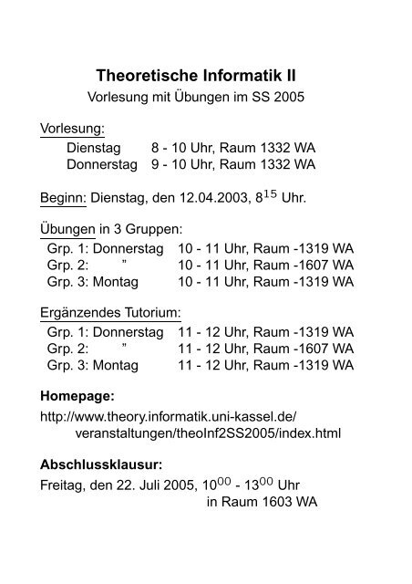 Kapitel 1 - Fachgebiet Theoretische Informatik