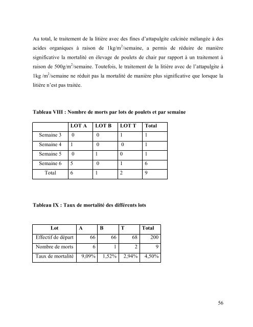 Effets d'un traitement chimique par des " fines d'attapulgite ... - BEEP