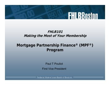 (MPF®) Program - Federal Home Loan Bank of Boston