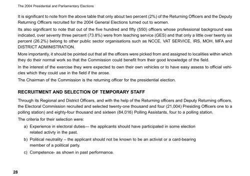 Elections 2004 (Results) - Friedrich-Ebert-Stiftung, Ghana Office