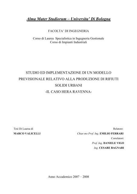 Ing. Marco Valicelli. Facoltà di Ingegneria ... - Il Gruppo Hera