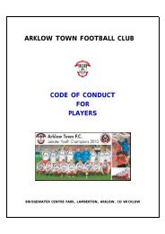 Code of Conduct - Players - Arklow Town FC