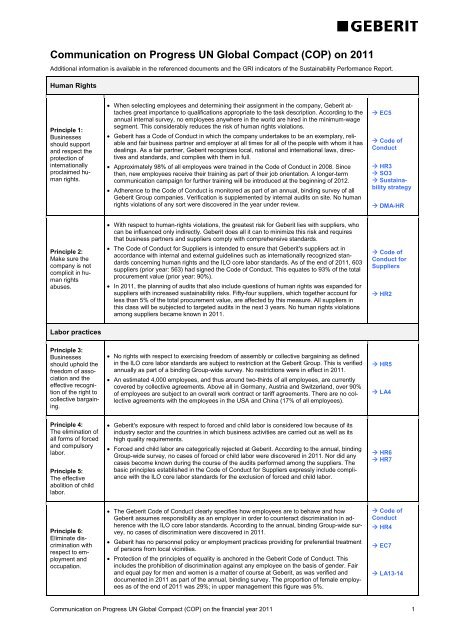 Communication on Progress UN Global Compact - Geberit AG ...