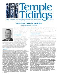 THE FUNCTION OF MEMORY - Temple B'nai Jeshurun