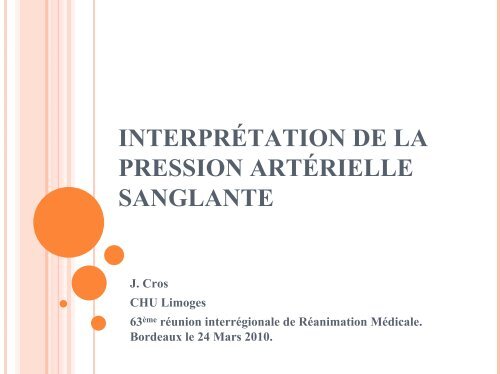 Interprétation de la pression artérielle sanglante