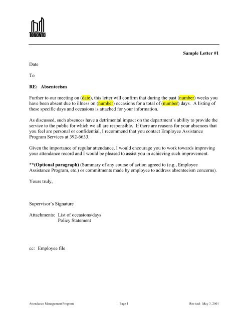 Sample Letter Of Absence From Work from img.yumpu.com