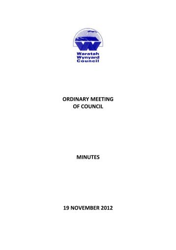 TABLE OF CONTENTS - Waratah-Wynyard Council