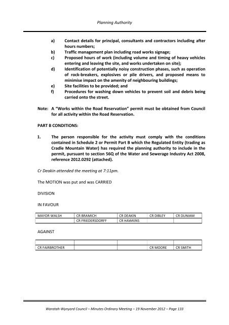 TABLE OF CONTENTS - Waratah-Wynyard Council