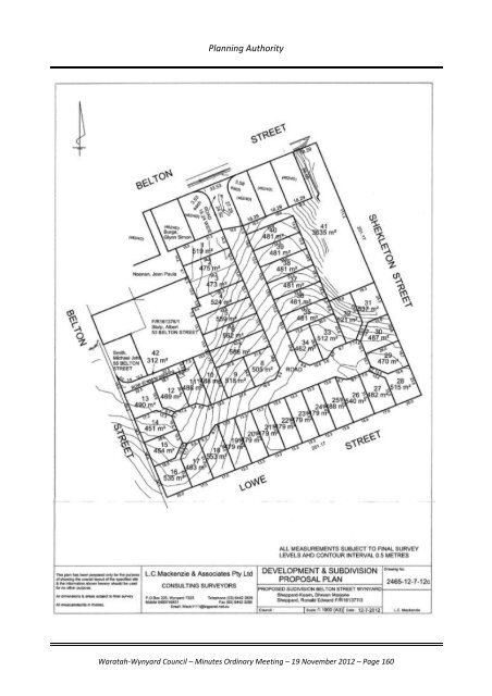 TABLE OF CONTENTS - Waratah-Wynyard Council