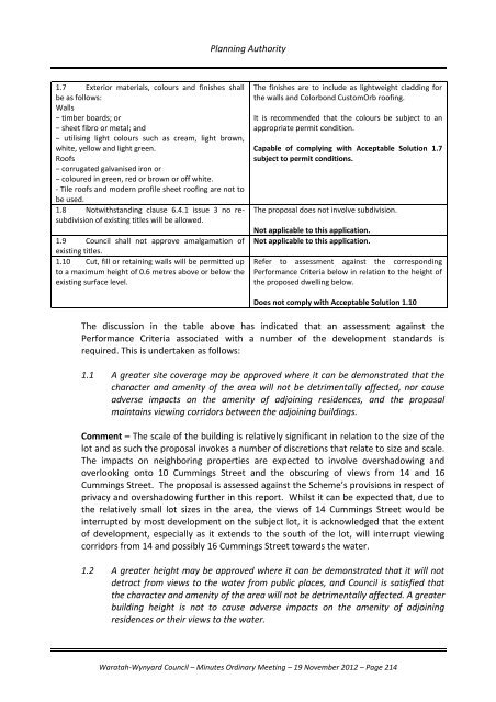 TABLE OF CONTENTS - Waratah-Wynyard Council