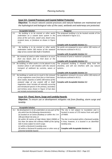 TABLE OF CONTENTS - Waratah-Wynyard Council