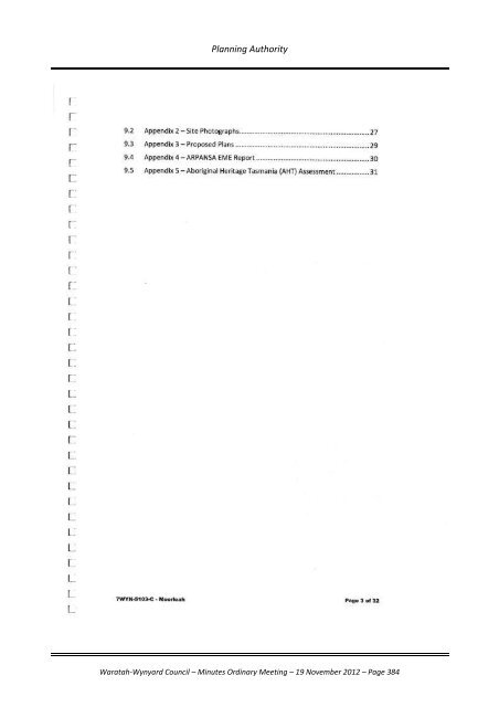 TABLE OF CONTENTS - Waratah-Wynyard Council