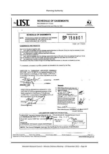 TABLE OF CONTENTS - Waratah-Wynyard Council