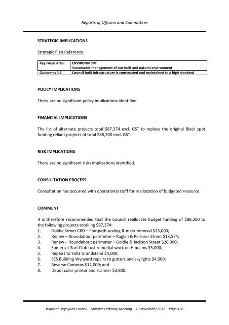 TABLE OF CONTENTS - Waratah-Wynyard Council