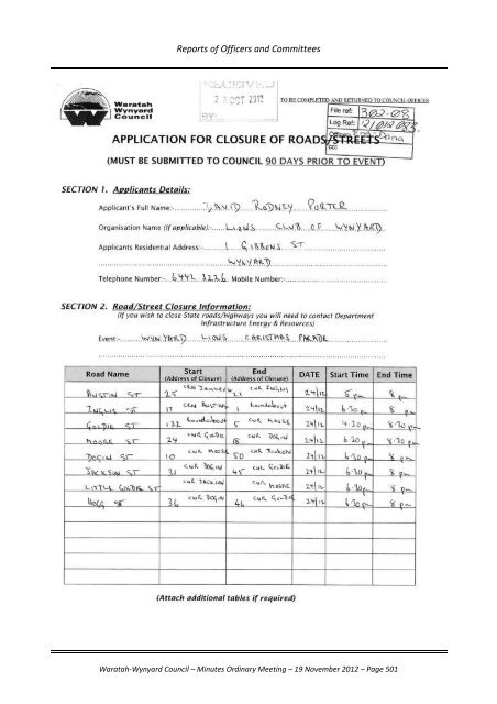 TABLE OF CONTENTS - Waratah-Wynyard Council