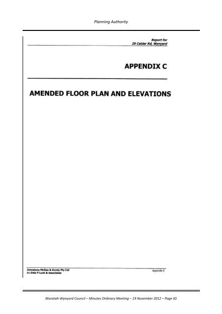 TABLE OF CONTENTS - Waratah-Wynyard Council