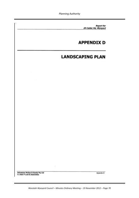 TABLE OF CONTENTS - Waratah-Wynyard Council