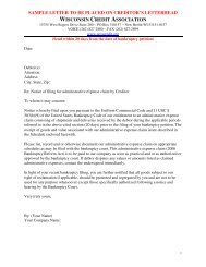 Administrative Claim Sample Letter - Wisconsin Credit Association